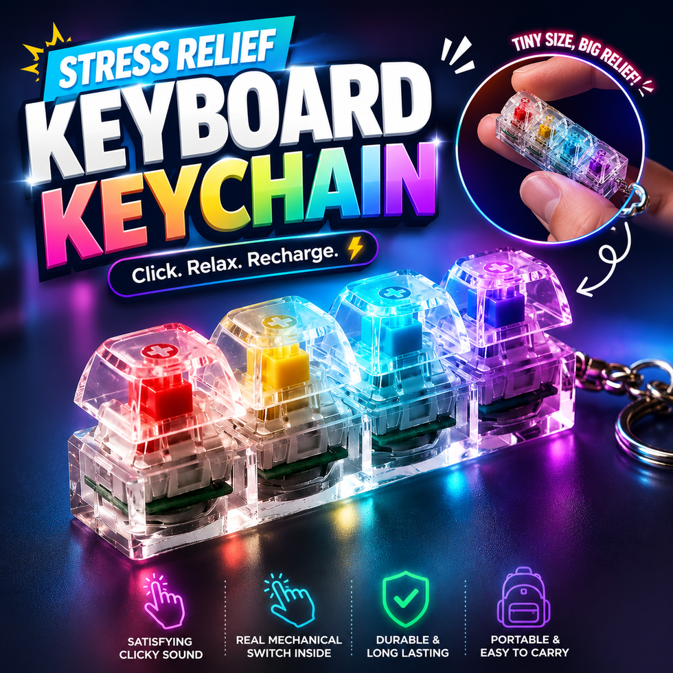 Keyboard Fidget Stress Relief Keychain for Kids &Adults