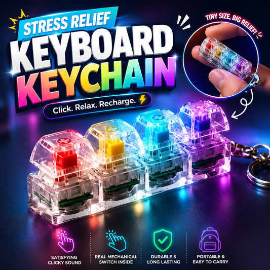 Keyboard Fidget Stress Relief Keychain for Kids &Adults