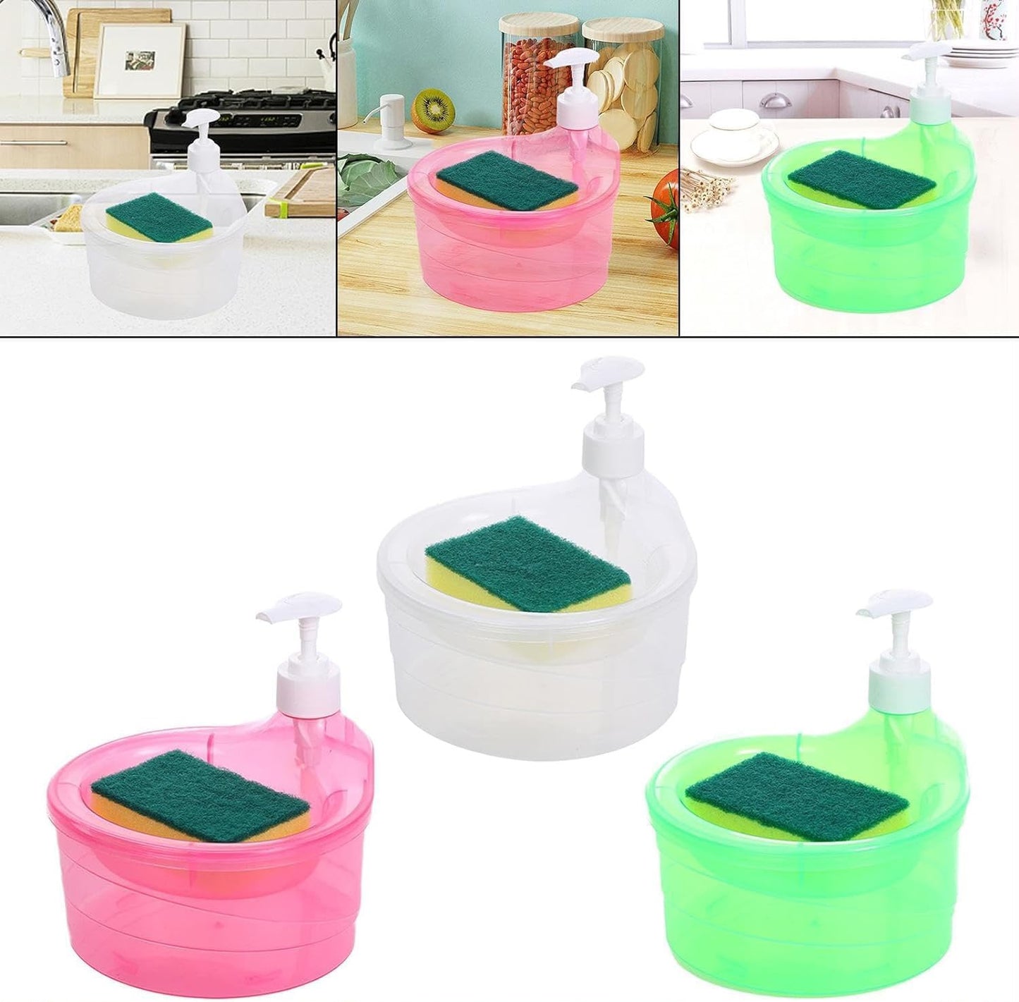 Soap Dispenser and Scrubber Holder Practical Kitchen Soap Dispenser
