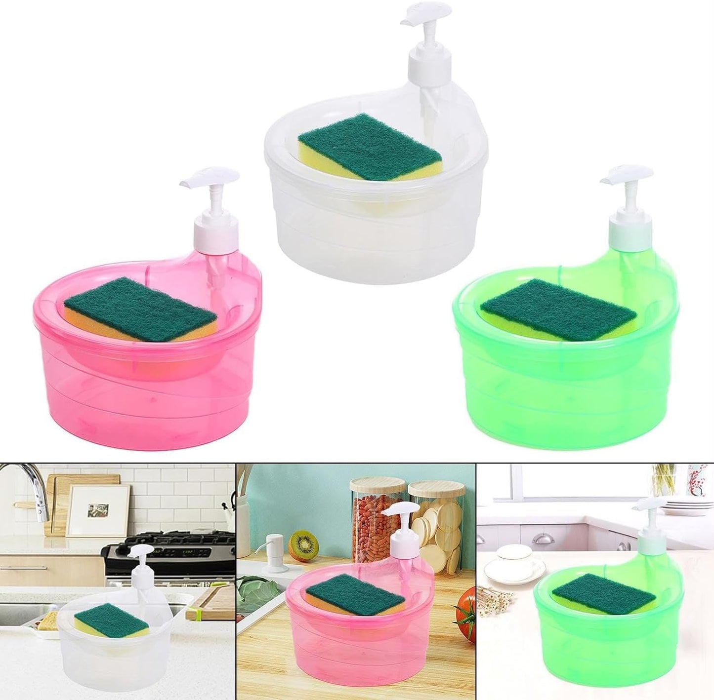 Soap Dispenser and Scrubber Holder Practical Kitchen Soap Dispenser