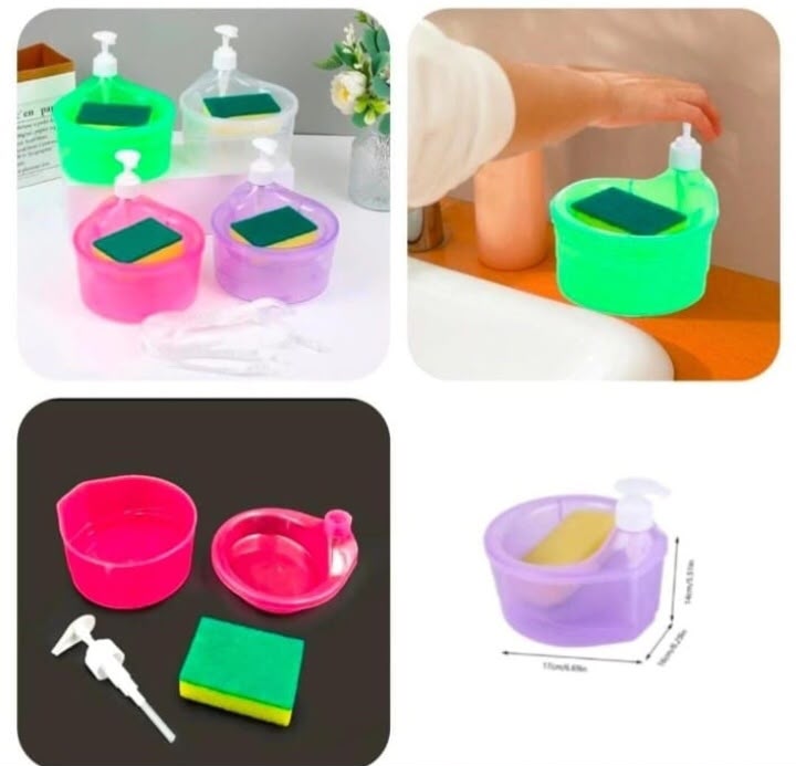 Soap Dispenser and Scrubber Holder Practical Kitchen Soap Dispenser