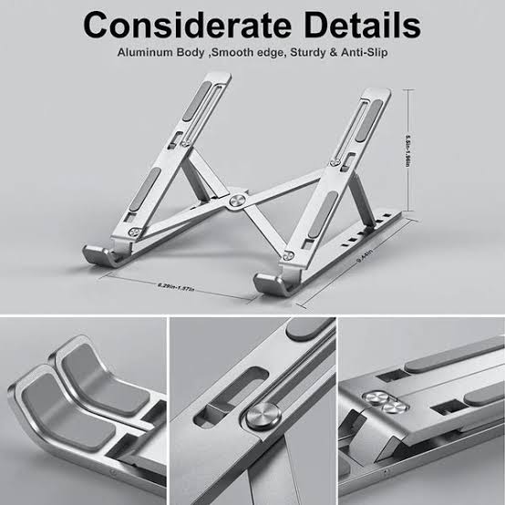 Adjustable Foldable Laptop Stand – Silver Color